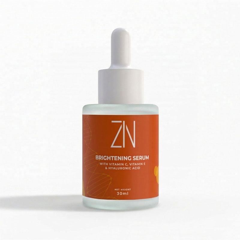 ZIN brightening serum bottle on a white background